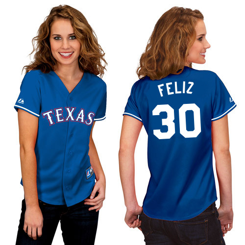 Neftali Feliz #30 mlb Jersey-Texas Rangers Women's Authentic 2014 Alternate Blue Baseball Jersey
